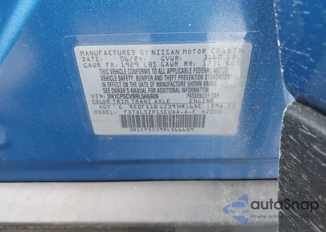 2024 Nissan Kicks Sv Xtronic Cvt from USA, damaged, VIN 3N1CP5CV9RL566609